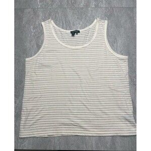 Lauren Ralph Lauren Size 2X  Tank Top Ivory Tan Stripe 100% Cotton Career Office